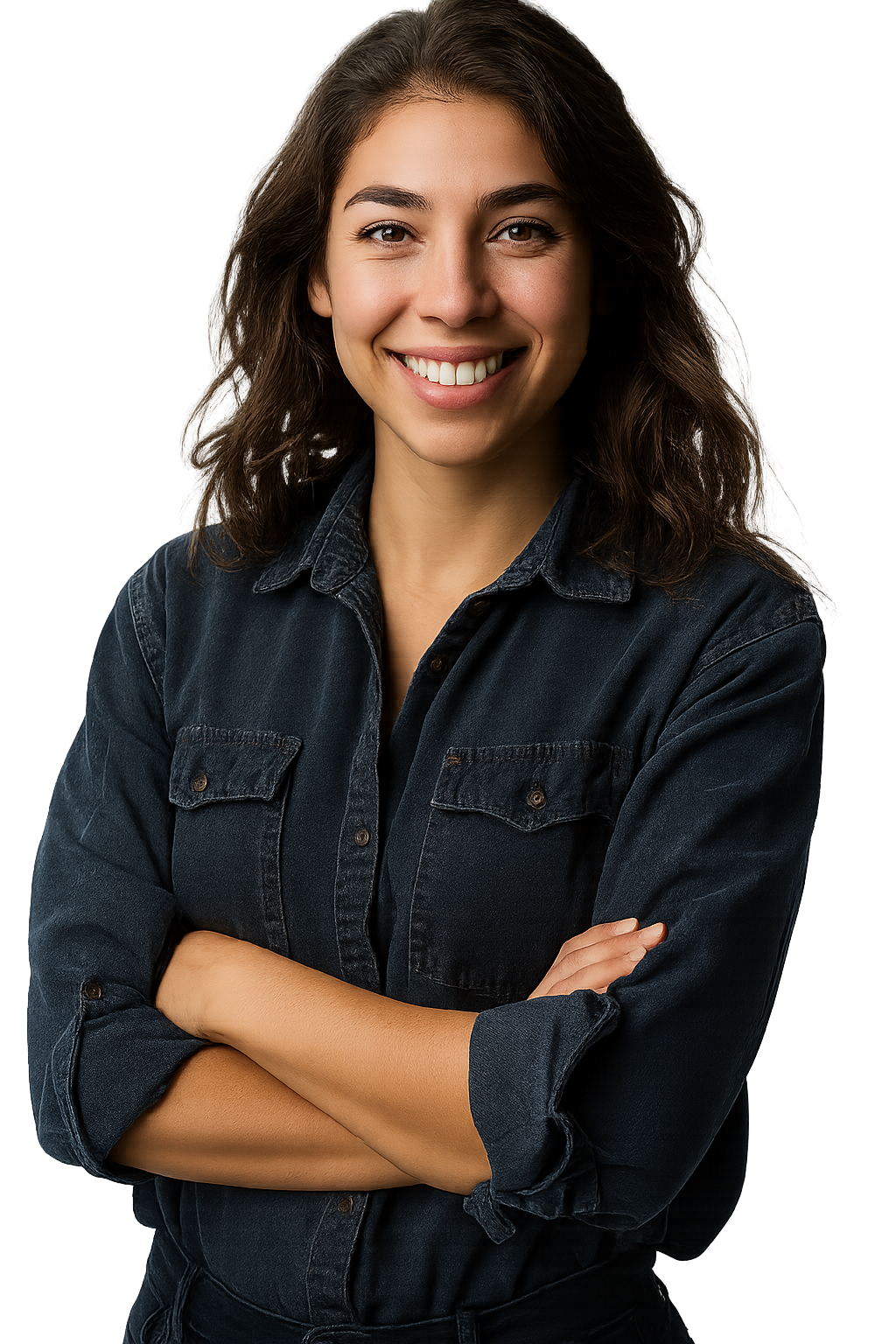 Smiling plumber in overalls